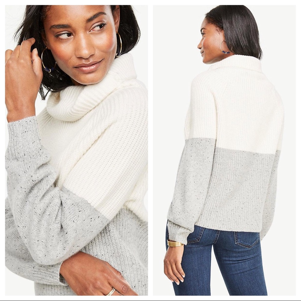 Ann Taylor 100% Cashmere Colorblock Sweater - XS